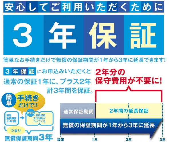 安心してご利用いただくために3年保証