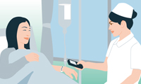イラスト：病院・医療機関の業務用携帯端末（ハンディターミナル）活用シーン