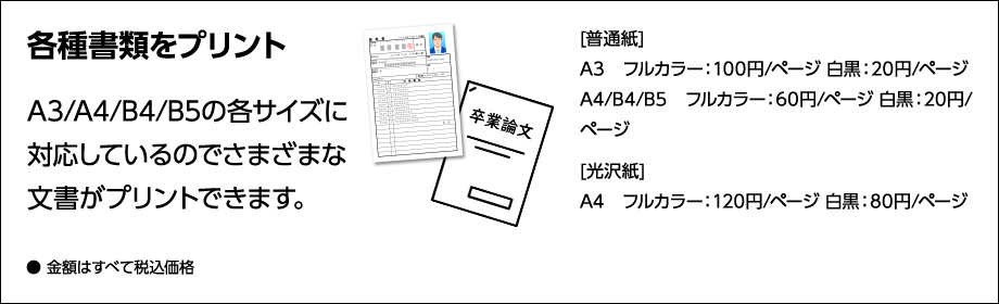 各種書類をプリント